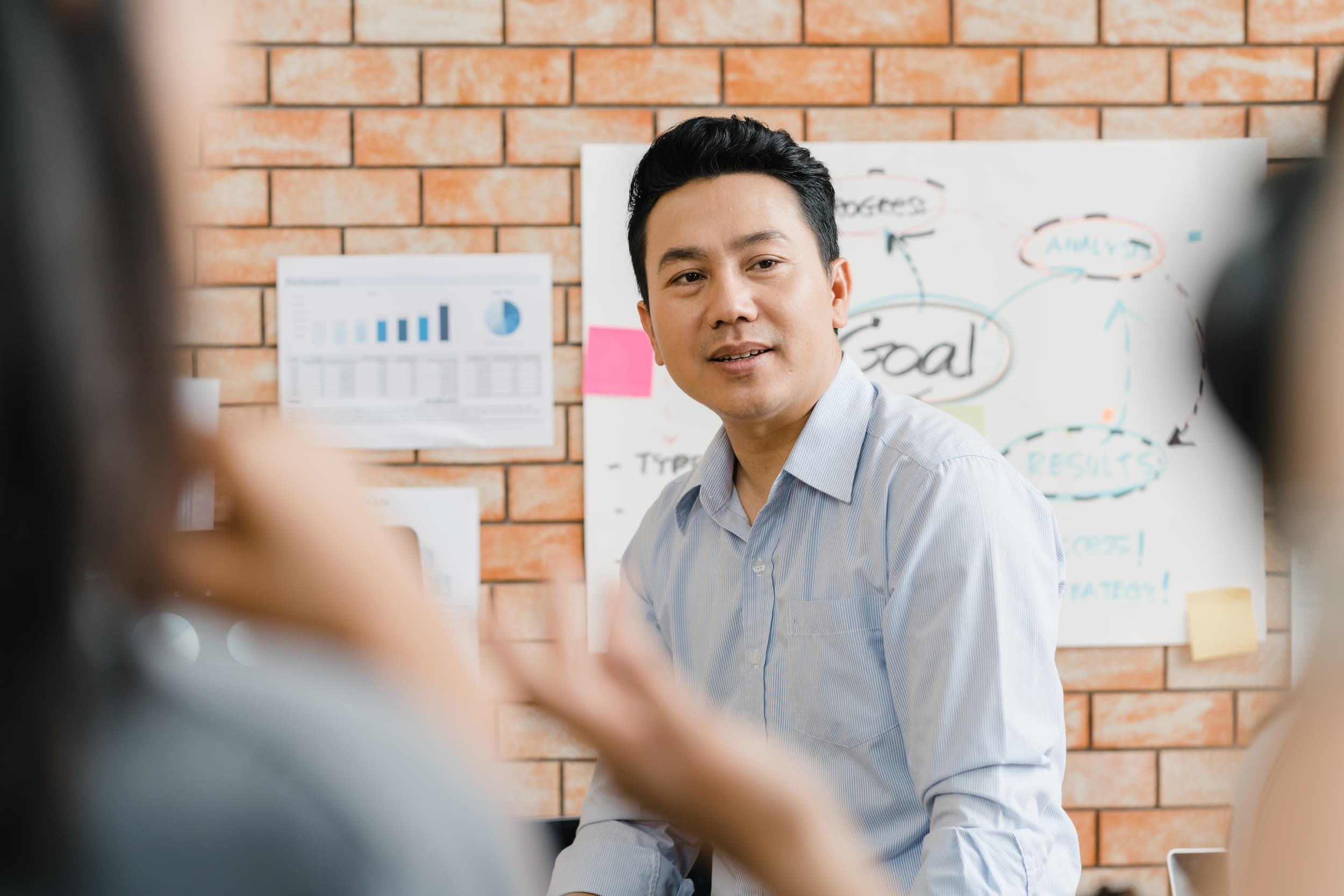 A businessman in a meeting